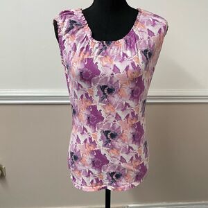 Ann Taylor Loft Floral Tank Top with Banded Bottom